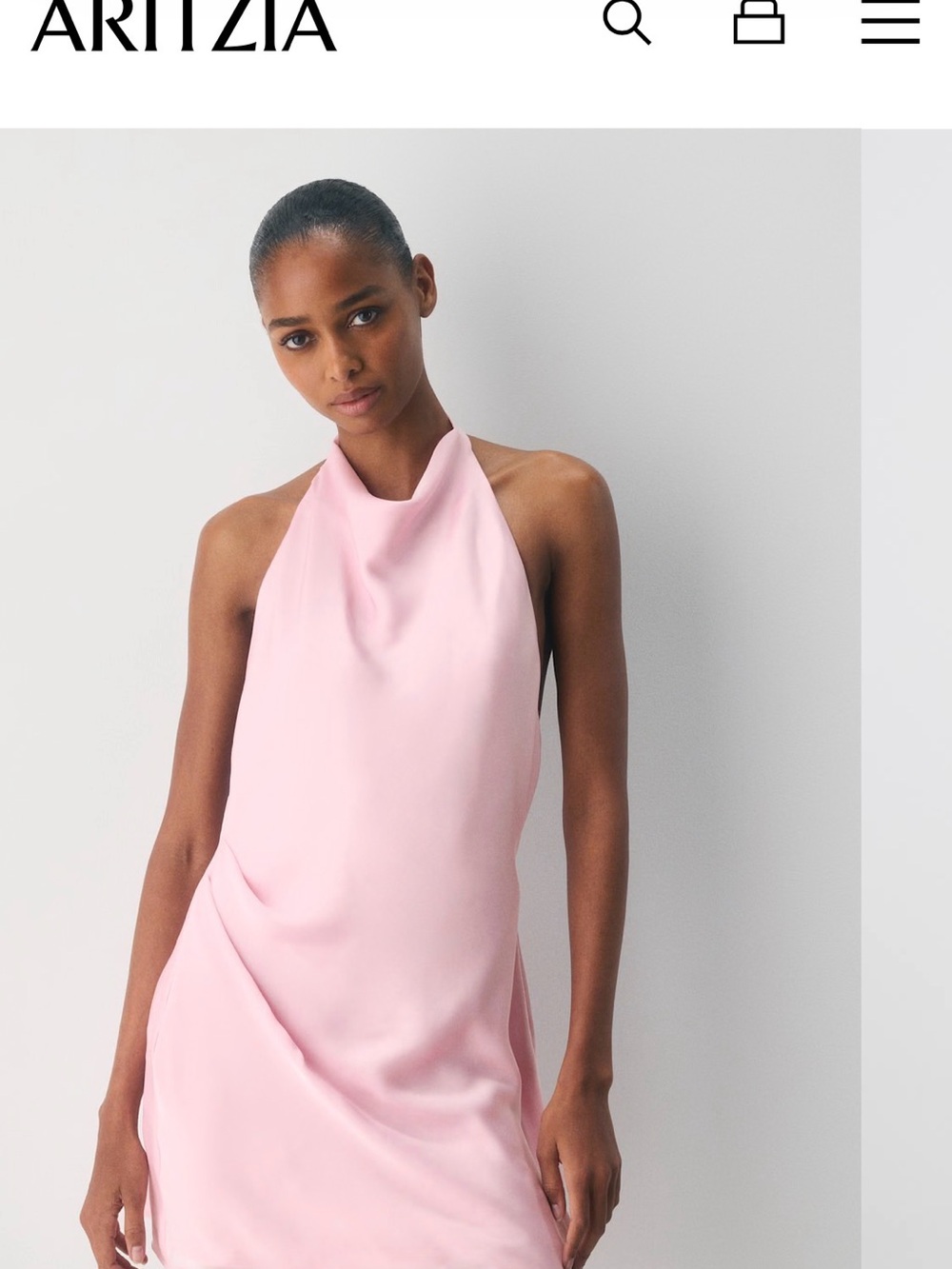 Aritzia Light Pink Satin Halter Mini Dress